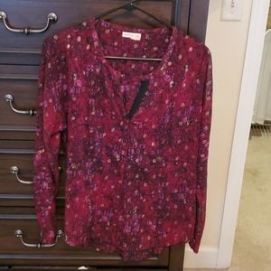 Maroon see through long sleeve top